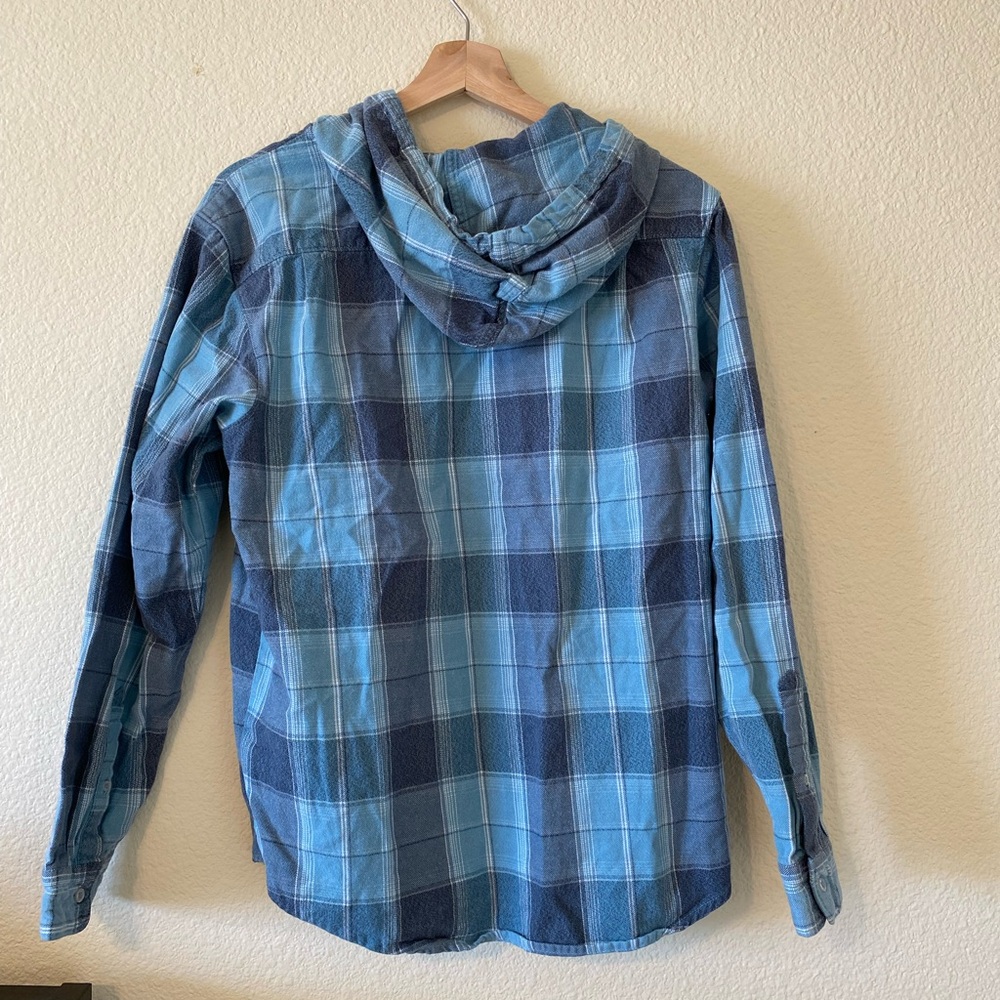 Nike Blue Plaid Hooded Shirt - Picture 2 of 5